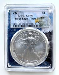 ★PCGS最高鑑定★ 2021 Silver Eagle Type-2 アメリカ イーグル銀貨 PCGS MS70