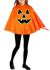 [SLOW＆MELLOW] ハロウィン コスチューム マント キッズ 子供用 かぼちゃ ポンチョ パンプキン 衣装 可愛い イベント 女の子 男の子 仮装 ジャックオーランタン 小学生 園児 レディース メンズ オレンジ かわいい カ [オレンジ] [110]