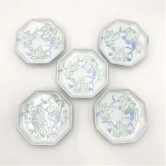 骨董品　竹と鳥の金彩八角皿2枚セット 骨董品 竹と鳥の金彩八角皿2枚セット 竹皿