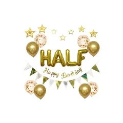 【新品】 La Kissa 誕生日 飾り付け セット バルーン ハーフバースデー HAPPY BIRTHDAY 男の子 女の子 飾り 選べるカラー 風船 (ハーフバースデー, ゴールド) 1
