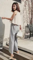 シフォンプリーツパンツ ライトグレー NO-25