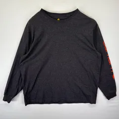 古着 カーハート Carhartt 長袖Tシャツ 袖ロゴプリント ロンT 大きいサイズ クルーネック XXL  グレー メンズ