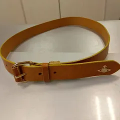 M14　ヴィヴィアンウエストウッド　ナチュラルレザーベルト　調節可能　80ｃｍ　ライトブラウン　グリーンカラー　味のあるレザー