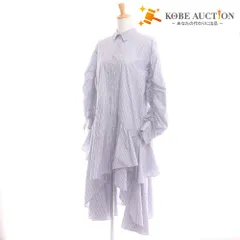 ■ SNIDEL スナイデル ロングワンピース 長袖 ジャケット トップス アウター マキシ丈 フリル 襟 ストライプ柄 レディース 0 ライトブルー