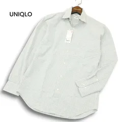 【新品 未使用】 UNIQLO ユニクロ 通年 ファインクロス ストレッチ スリムフィット 長袖 チェック シャツ Sz.M メンズ