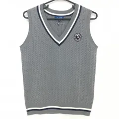 【超美品】アーノルドパーマーゴルフ ニットベスト グレー×ネイビー Vネック ケーブル編み レディース O ゴルフウェア Arnold Palmer