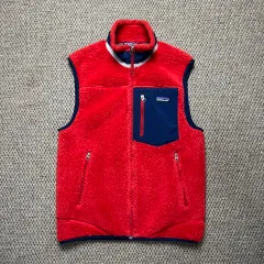 patagonia フリースベスト レッド Patagonia パタゴニア フリースベスト シンチラ 企業ロゴ XL 赤