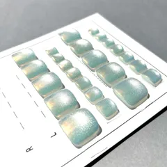 #61 即購入可 12サイズ24枚 フットネイルチップ  ホワイトオーロラマグネットネイル 付属品あり フルサイズ