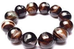 【１点物】大珠◇笑口ジオード ブラックサードオニキス　20mm　ブレスレット _MA1044