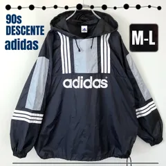 90s デサントアディダス/DESCENTE adidas★アノラックパーカー/サッカーウォームアップジャケット★ライトアウター/ナイロンパーカー★メンズM-L  #2505M006