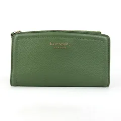 ケイトスペード 二つ折り財布 長財布 レザー 小銭入れあり ウォレット ブランド レディース グリーン Kate Spade 【中古】