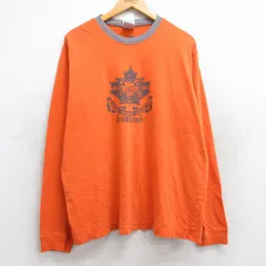 XL/古着 ナイキ NIKE 長袖 ビンテージ Tシャツ メンズ 00s ネコ スポーツ コットン クルーネック オレンジ 25aug29 中古