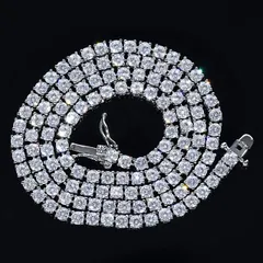 テニスネックレス テニスチェーン 3mm CZダイヤ（キュービックジルコニア）【４５/５０cm 】テニスチェーン ホワイトゴールド TENNIS NECKLACE