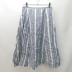 ◇ NATURALBEAUTY BASIC 柔らか素材 シンプル 膝上 フレア スカート サイズS ホワイト ブルー レディース E  【1404020010954】