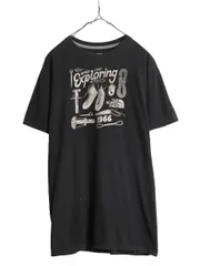【お得なクーポン配布中!】 ノースフェイス 染込み プリント 半袖 Tシャツ メンズ L 古着 The North Face 黒 アウトドア グラフィック アート スリムフィット ブラック