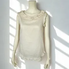 イエナ IENA　ネックフリル シアーブラウス ノースリーブ　ホワイトベージュ　レディース