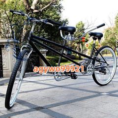ユニバーサルタンデム自転車、高炭素鋼フレーム可変速自転車、レジャー旅行自転車、親子の活動に乗るカップルのための (黒)