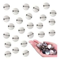 ブローチピン 台座 付き シルバー 20mm 丸皿 ふち無し 40個 ブローチ 金具 セッティング台座 素材 アクセサリー 手芸 パーツ BD4171