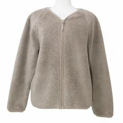 ユニクロ UNIQLO 21AW ソフトボアフリースVネックカーディガン 長袖 厚手 ジップアップ L 茶 ブラウン X