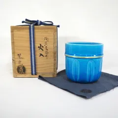 浅黄交趾釉薬水玉透かし文 菓子鉢 平安 善昇 茶道具 浅黄交趾釉薬水玉透かし文 菓子鉢 平安 善昇 茶道具 美術品