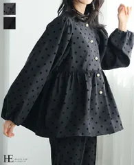 女性らしいシルエットを約束。ペプラムジャケット/ジャケット ペプラム ドット ボリューム袖 レディース アウター オケージョン 羽織り 体型カバー ゆったり 大きいサイズ