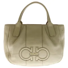 Salvatore Ferragamo (サルヴァトーレ フェラガモ) ガンチーニ ロゴプレート レザー 2WAY ハンド ショルダーバッグ ベージュ レディース