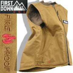 【新品】 FIRST DOWN × FREAK'S STORE ／ ファーストダウン × フリークスストア　FIREPLOOF 難燃 ダックベスト 中綿入りベスト コラボ ファイヤープルーフ ダイヤキルト フリース 中わた ベスト コヨーテ