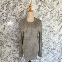 美品　UNIQLO　ユニクロ　ニット　セーター　長袖　丸襟　薄手　カシミヤ混　春　秋　冬【size L】　グレー　灰