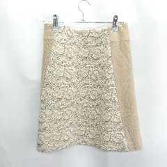 ◇ Θ◎●未使用●Φ NOLLEY'S sophi 花柄レース切り替え 膝上丈 台形 タイト スカート サイズ38 ベージュ系 レディース E  【1410100030194】