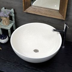 信楽焼 手洗い鉢 洗面ボウル 陶器 直径46cm 大型サイズ 白斑点ボール型手洗い鉢 tr-4086