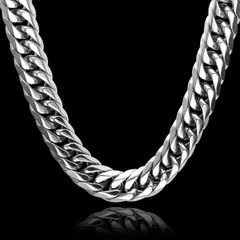 喜平 チェーン ネックレス メンズ ステンレス シルバー 幅16mm 6面カット