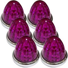 24V トラック用 LED マーカーランプ サイドマーカー マーカー 8面クリスタルカット仕様 16LED 汎用 6個 セット メッキリング パープルレンズ