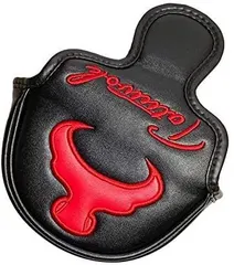 ゴルフヘッドカバー ゴルフパターカバー オデッセイに対応 レッド小型マレットタイプ対応 マグネット付け BULL ブル 黒