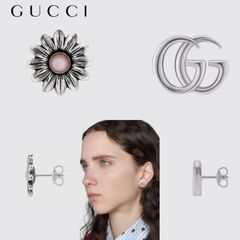 【新品・並行輸入品】グッチ GUCCI ダブルGフラワーピアス 527344 ピンク