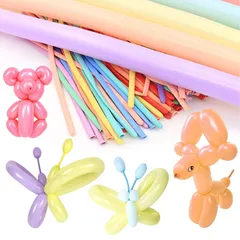 【人気商品】結婚式 クリスマス パーティー イベント 誕生日会 パーティー 飾り 丈夫 飾り付け（ホワイト） 長い風船 魔術風船 ペンシルバルーン (Candy 100本 メタリック光沢 風船 colors) バルーンアート TUAHOUS