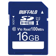 【在庫処分】スピードクラス1 VideoSpeedClass10 UHS-1 IPX7 100MB/s Full 16GB HD SDカード データ復旧サービス対応 バッファロー RSDC-016U11HA/N