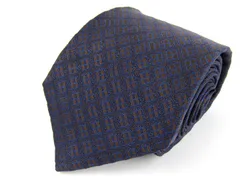 クリケット ブランドネクタイ 総柄 格子柄 シルク 日本製 英国製生地 メンズ ブラウン CRICKET 【中古】