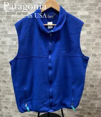 Patagonia パタゴニア フリース ベスト シンチラ フルジップ アウトドア ブルー USA製 made in USA XL 古着 中古 10065