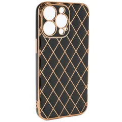 iPhone13 Pro ケース アイフォン13プロ  キルティング調 メタリック TPU ソフト ケース 【Color】 ブラック