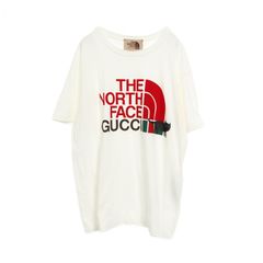 グッチ GUCCI カットソー GUCCI × THE NORTH FACE ホワイト コットン Tシャツ レディース Used A