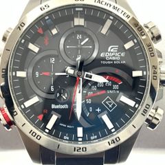 〇〇CASIO カシオ EDIFICE エディフィス タイムトラベラー ソーラークォーツ モバイルリンク 腕時計 EQB-501 シルバー x ブラックのサムネイル