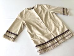 美品■ZARA ザラ 3046/134/710  定価6990円  コントラスト フェイクスエード ジャケット sizeL/ベージュ■◇レディース