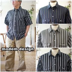 modemdesign モデムデザイン fun ファン　半袖シャツ　ストライプ　2501452 メンズシャツ
