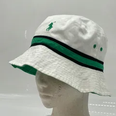 KO2821□ポロラルフローレン リバーシブルバケットハット S/M サイズ（約57ｃｍ位）ホワイト×グリーン系