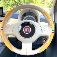 No.562 FIAT500ステアリングカバー　イエローのサムネイル