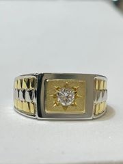 指輪 ダイヤ0．15ct□K18・プラチナ Pt900□7．6g□17号 