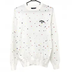 キャロウェイ セーター 白×マルチカラー ペイント柄 ロゴ刺しゅう コットン混  メンズ LL ゴルフウェア Callaway