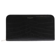 SAINT LAURENT PARIS (サンローランパリ) クロコ型押し ラウンドジップウォレット レザー長財布 ブラック INN328558のサムネイル
