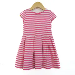 ラルフローレン ワンピース トップス 半袖 ボーダー柄 ベビー 女の子用 24Mサイズ ピンク×白 RALPH LAUREN 【中古】