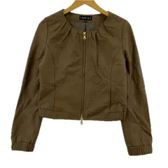 INDIVI インディヴィ ノーカラー レザージャケット size38/ブラウン